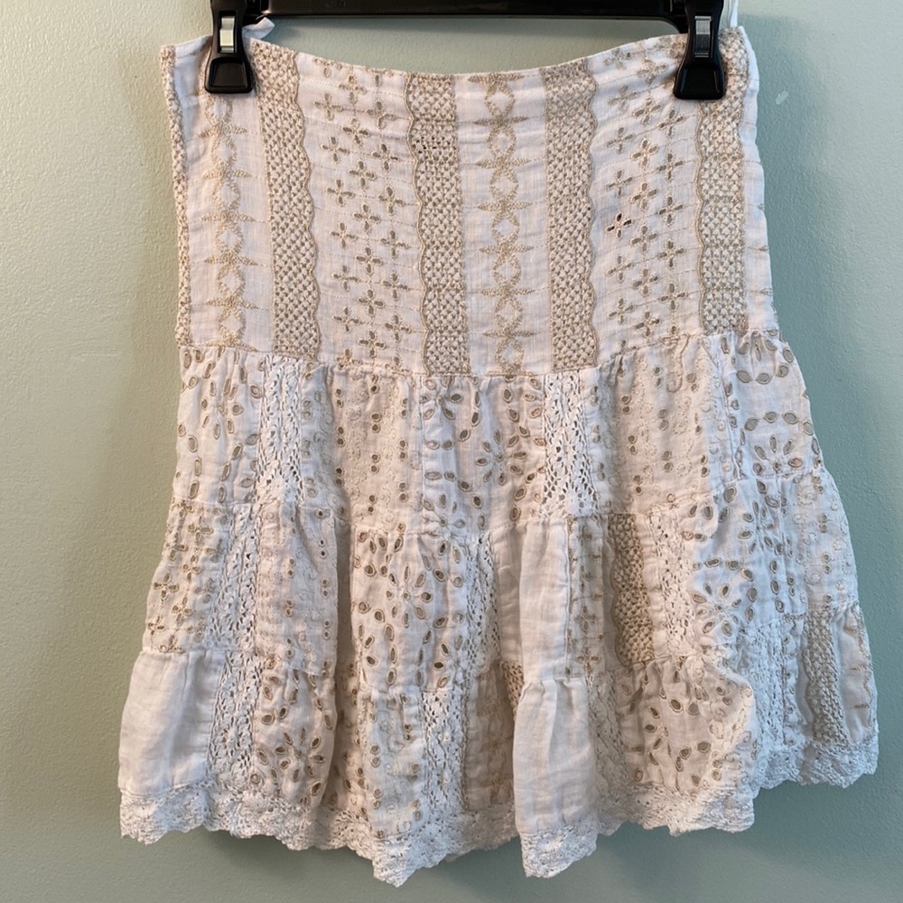 Blitz linen lace embroidered skirt